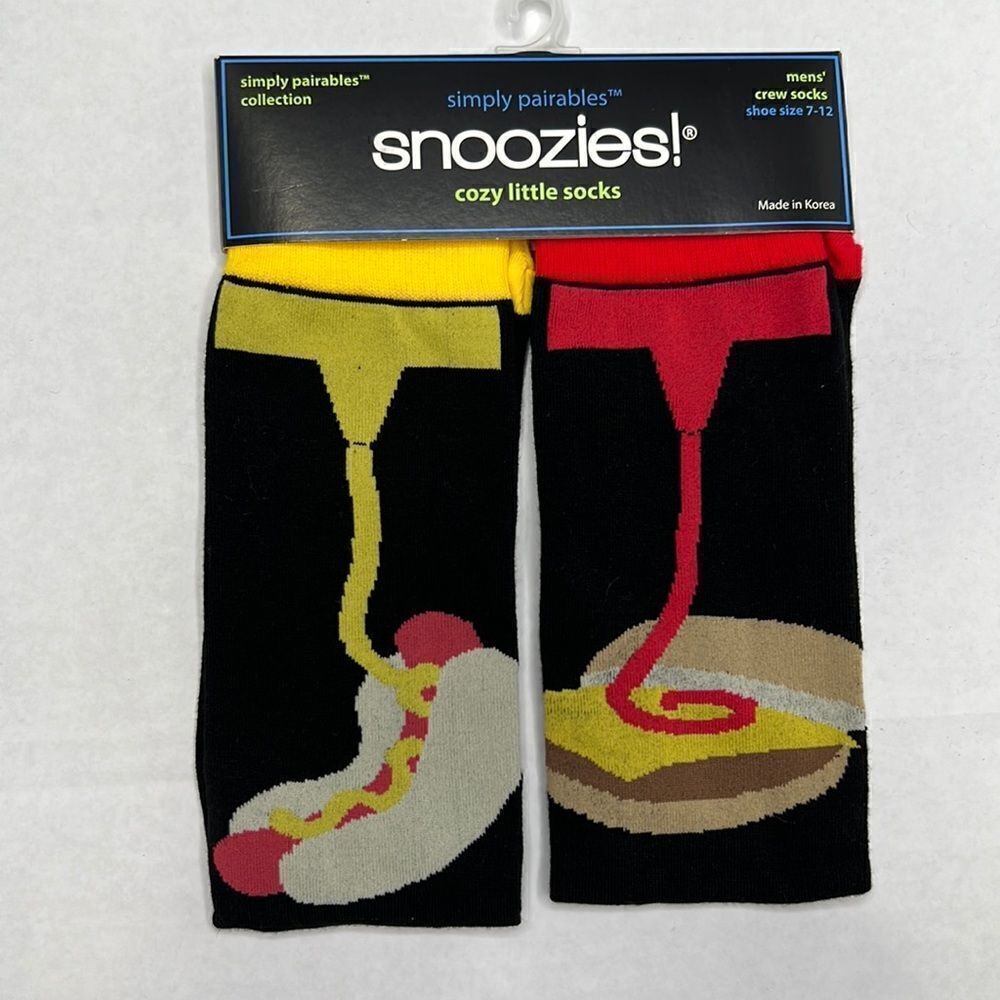 Snoozes cozy simply pairables hotdog and hamburger mustard and ketchup socks NWT